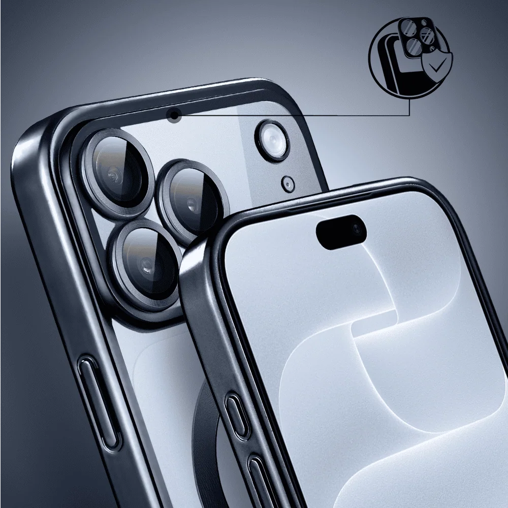 Etui do iPhone 18 Pro MagSafe Luxury Protect przeźroczyste, z osłoną aparatu, Titanium Finish, granatowe (5) etui do iphone 18 pro magsafe luxury protect przeźroczyste, z osłoną aparatu, titanium finish, granatowe