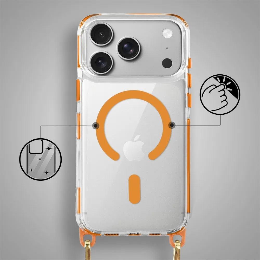 Etui do iPhone 18 Pro, MagSafe, ze smyczą, na ramię, crossbody, pomarańczowe (5) etui do iphone 18 pro, magsafe, ze smyczą, na ramię, crossbody, pomarańczowe