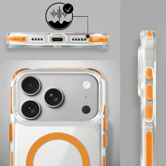 etui do iphone 18 pro, magsafe, ze smyczą, na ramię, crossbody, pomarańczowe