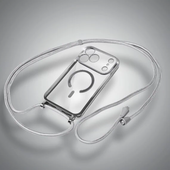 etui do iphone 18 pro magsafe slim crossbody, jak torebka, srebrne