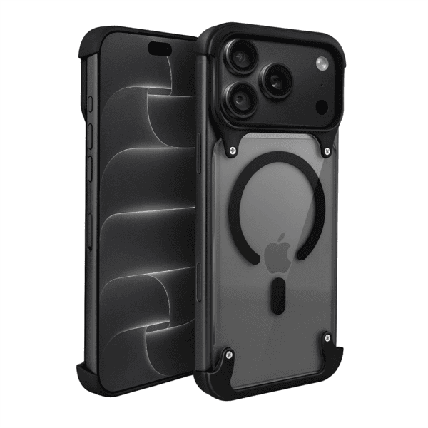 Etui do iPhone 18 Pro Aero Grip, akrylowy tył, odkryte boki, czarne