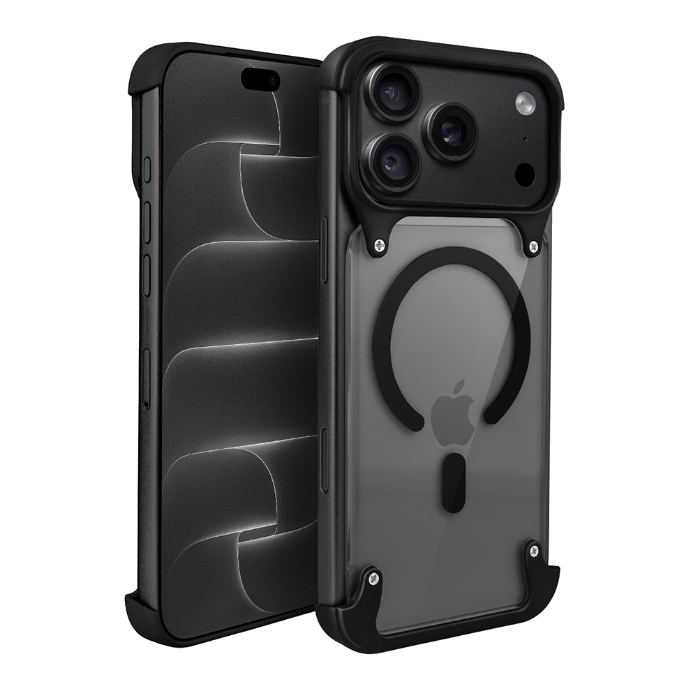 etui do iphone 18 pro max aero grip, akrylowy tył, odkryte boki, czarne