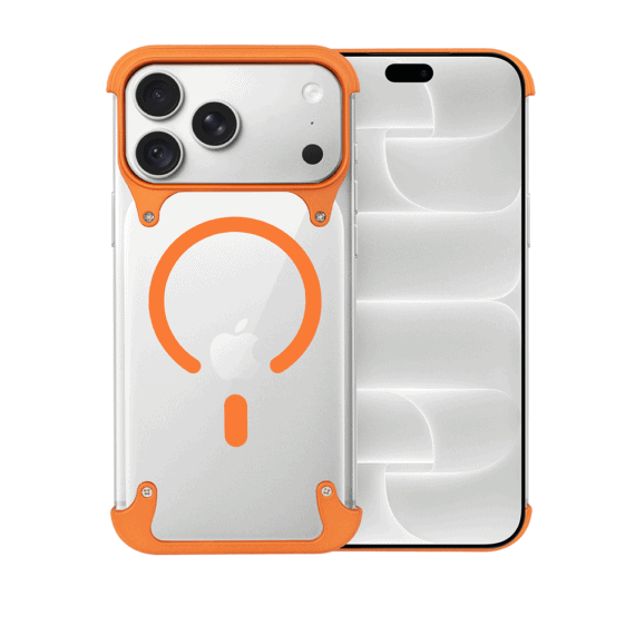 etui do iphone 18 pro max aero grip, akrylowy tył, odkryte boki, pomarańczowe