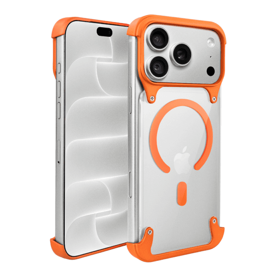 etui do iphone 18 pro max aero grip, akrylowy tył, odkryte boki, pomarańczowe