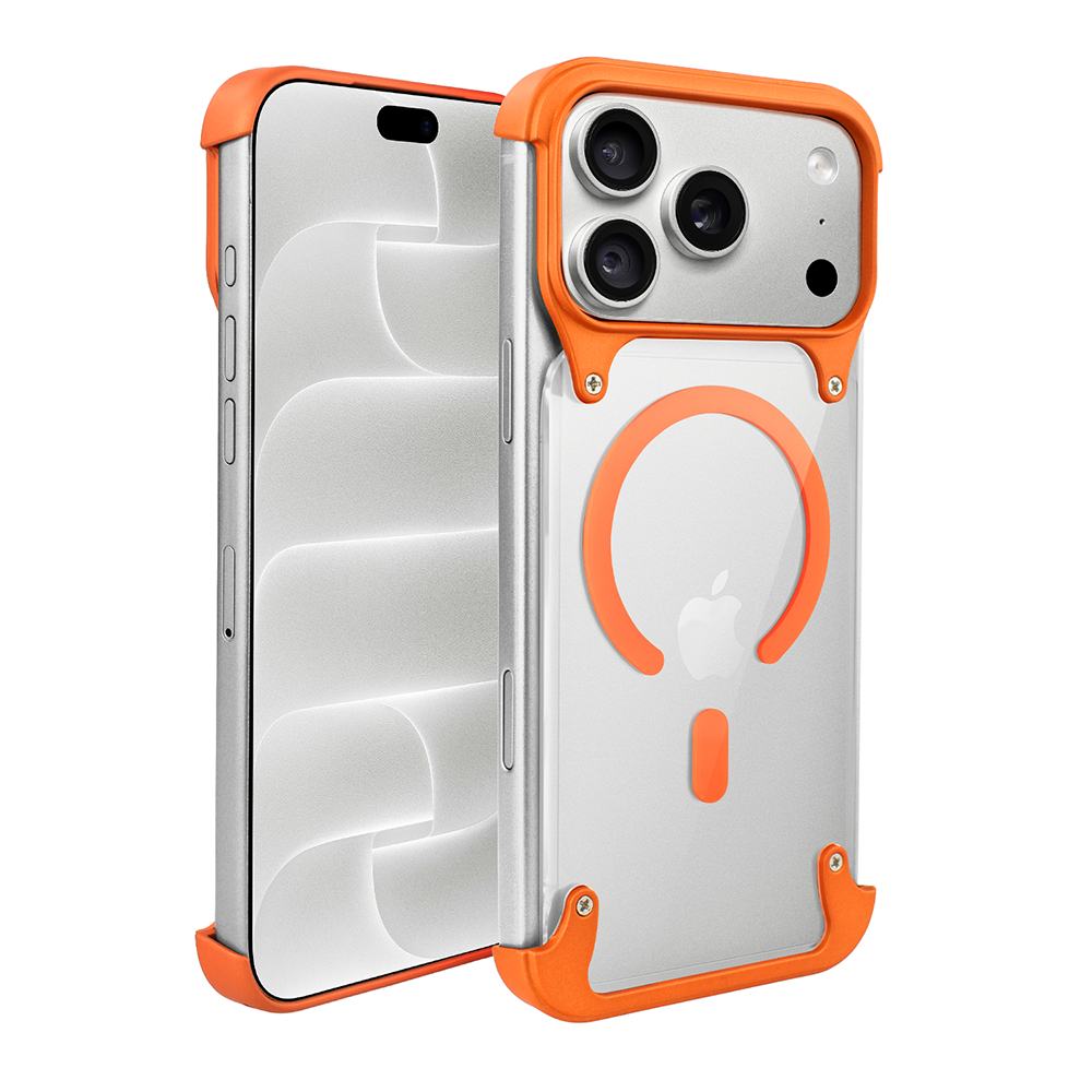 etui do iphone 18 pro max aero grip, akrylowy tył, odkryte boki, pomarańczowe