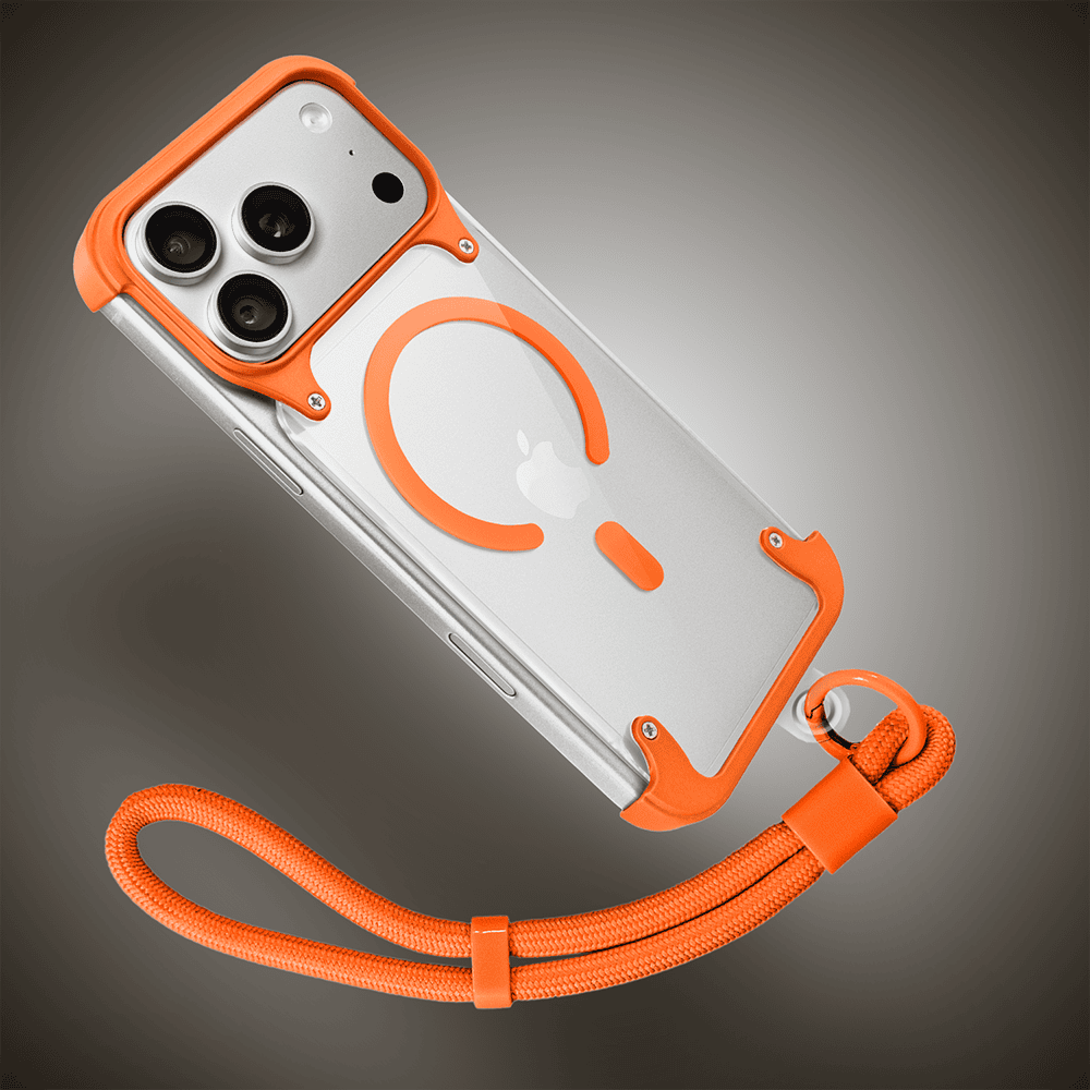 etui do iphone 18 pro max aero grip, akrylowy tył, odkryte boki, pomarańczowe