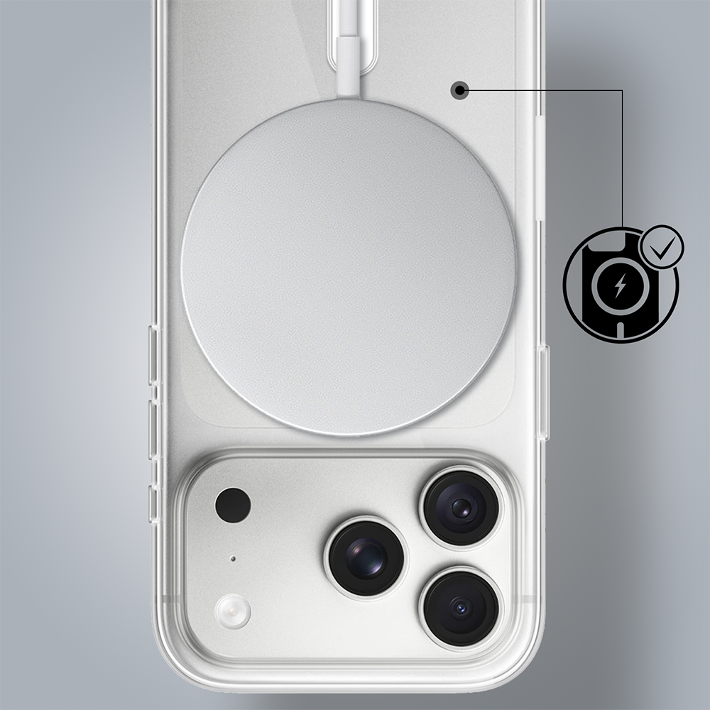 etui do iphone 18 pro max clear case, twardy tył z magsafe, przeźroczyste