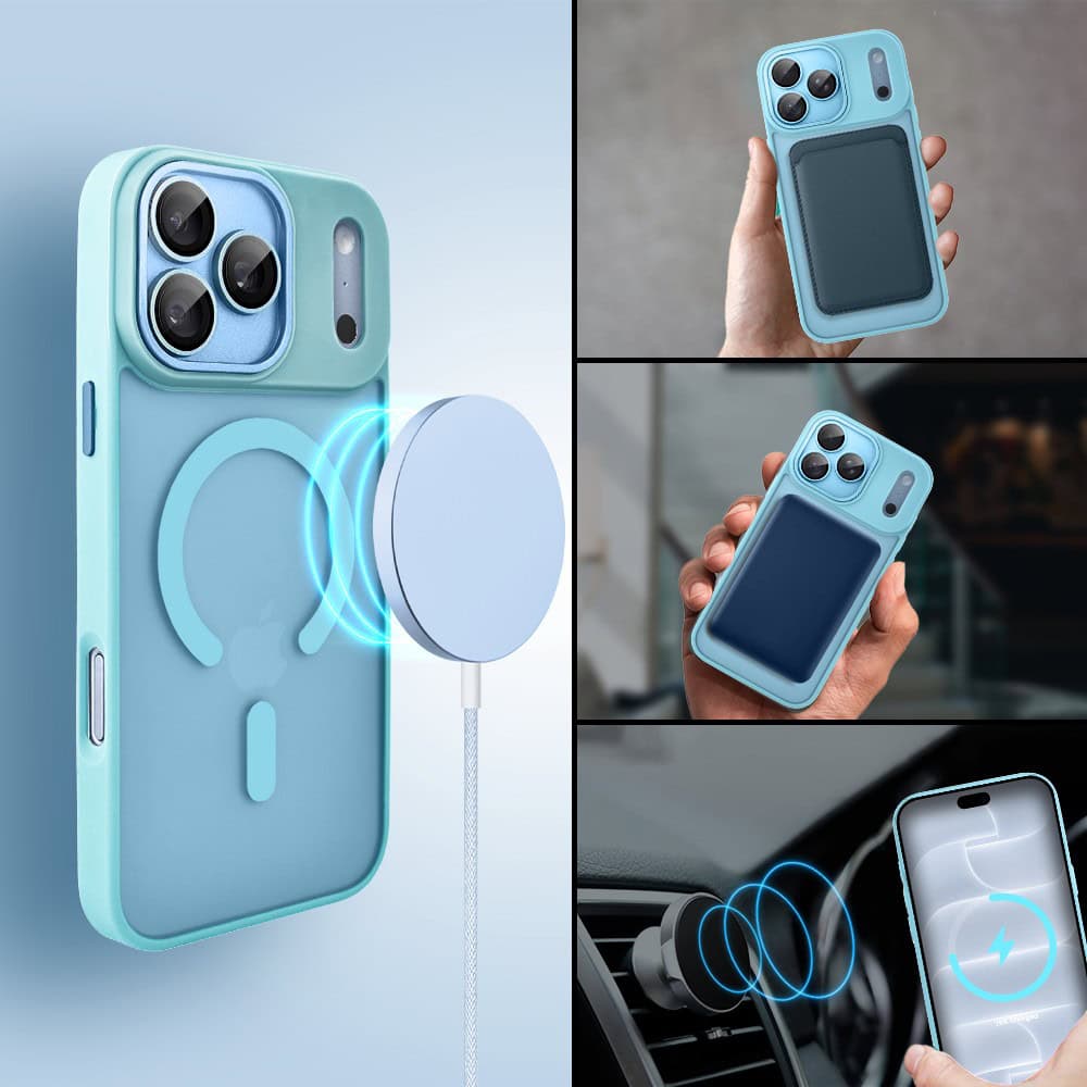 etui do iphone 18 pro max color flush z magsafe, z osłoną aparatu, błękitne