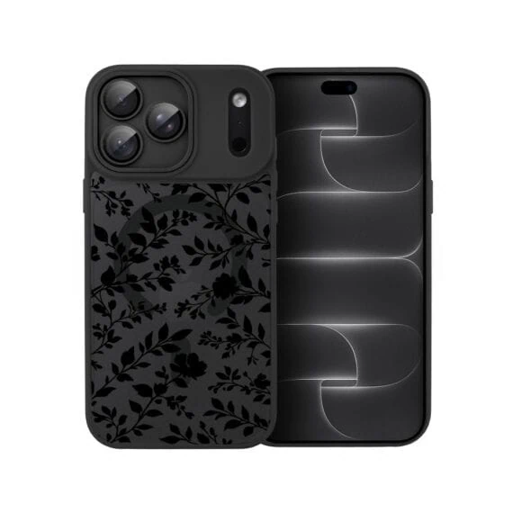 etui do iphone 18 pro max color flush z magsafe, z osłoną aparatu, cienisty ogród, czarne