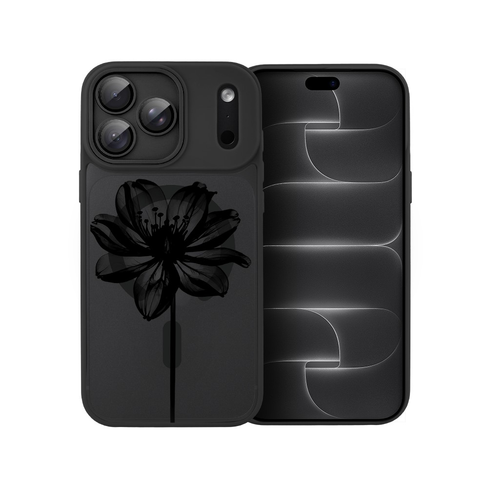 etui do iphone 18 pro max color flush z magsafe, z osłoną aparatu, czarny kwiat, czarne
