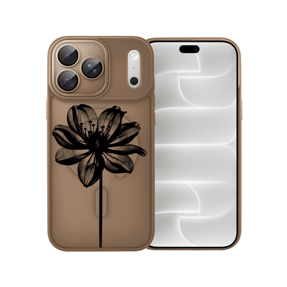 etui do iphone 18 pro max color flush z magsafe, z osłoną aparatu, czarny kwiat, pustynny brąz