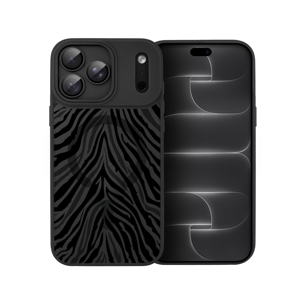 etui do iphone 18 pro max color flush z magsafe, z osłoną aparatu, hipnotyczna zebra, czarne