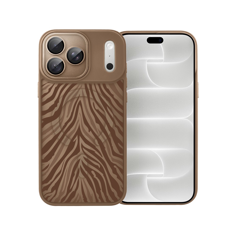 etui do iphone 18 pro max color flush z magsafe, z osłoną aparatu, hipnotyczna zebra, pustynny brąz