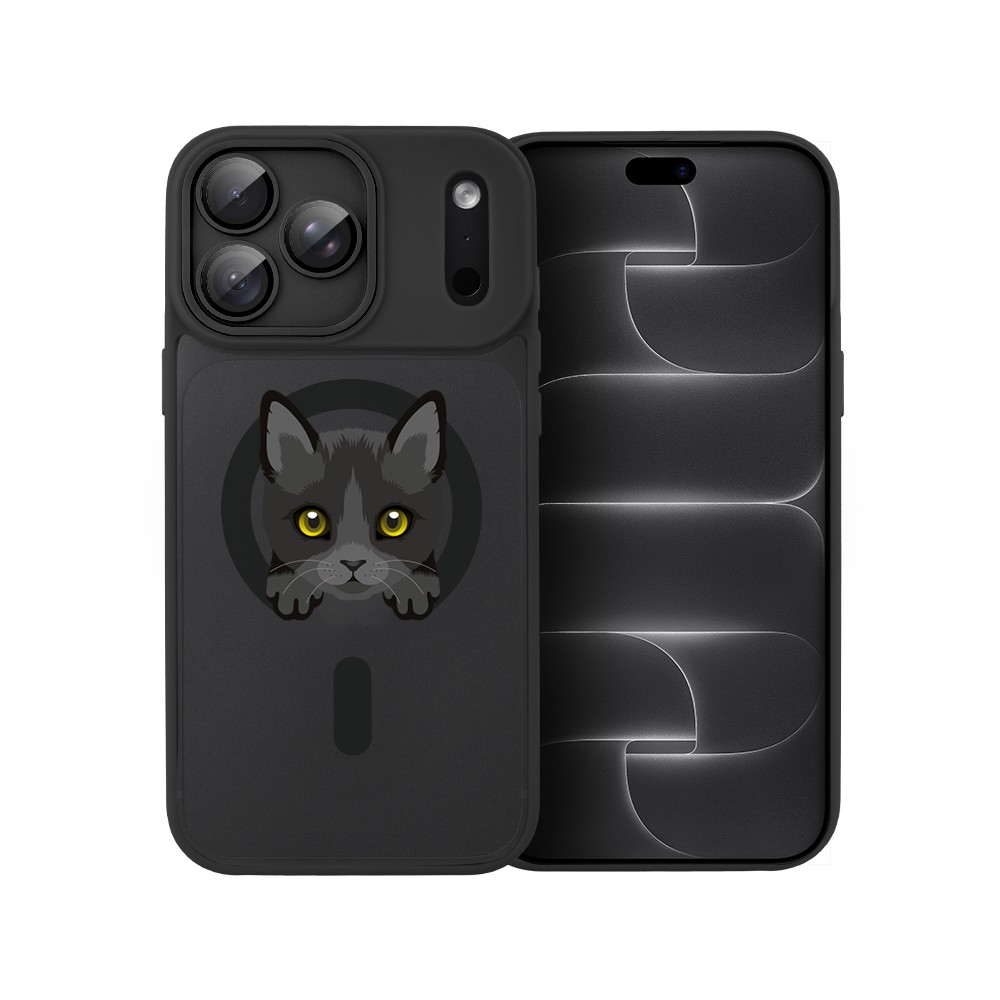 etui do iphone 18 pro max color flush z magsafe, z osłoną aparatu, kot bombajski, czarne