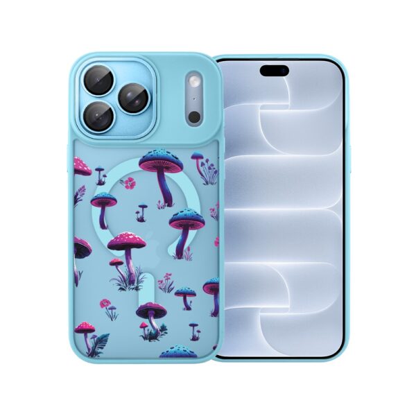 Etui do iPhone 18 Pro Color Flush z MagSafe, z osłoną aparatu, magiczne grzybki, błękitne