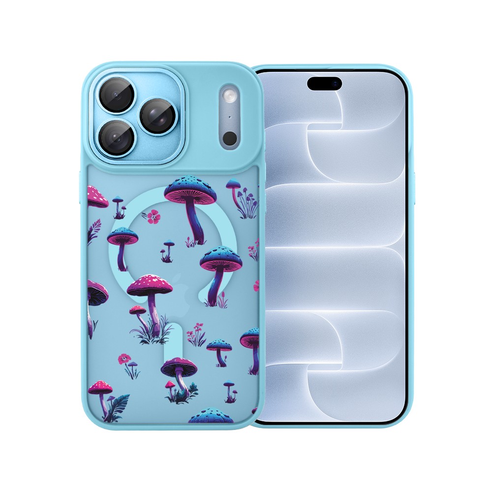 etui do iphone 18 pro max color flush z magsafe, z osłoną aparatu, magiczne grzybki, błękitne
