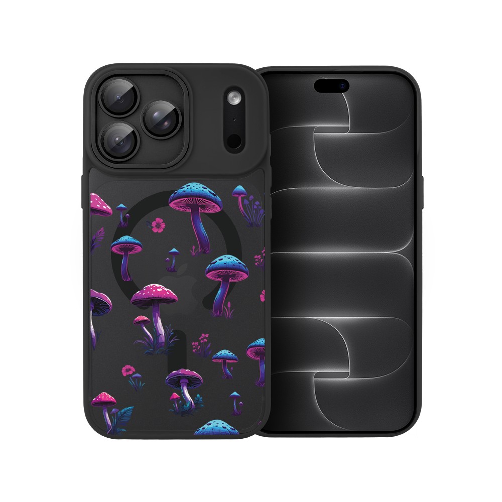 etui do iphone 18 pro max color flush z magsafe, z osłoną aparatu, magiczne grzybki, czarne