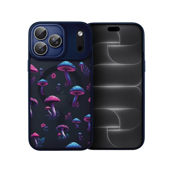 Etui do iPhone 18 Pro Max Color Flush z MagSafe, z osłoną aparatu, magiczne grzybki, granatowe