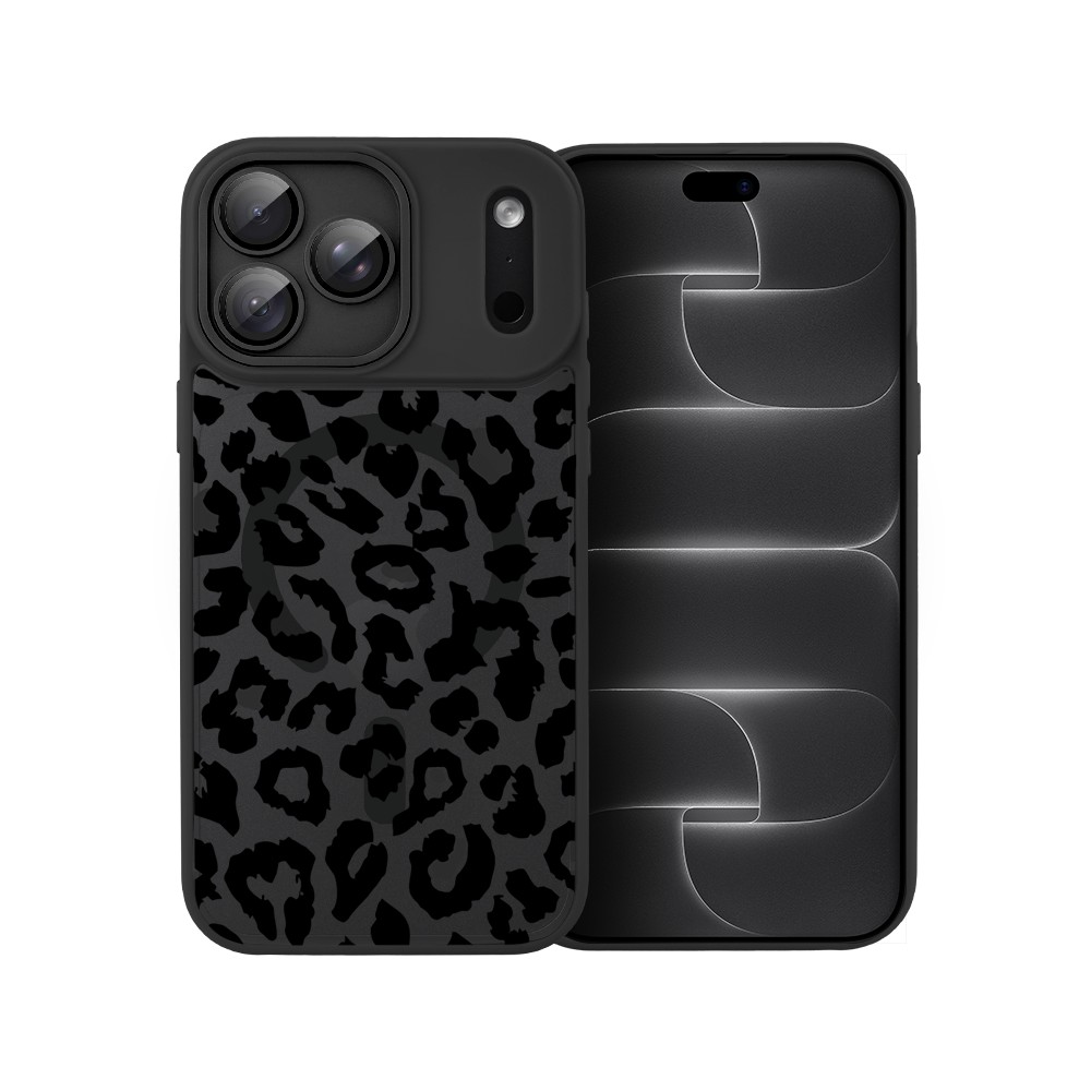 etui do iphone 18 pro max color flush z magsafe, z osłoną aparatu, subtelna panterka, czarne