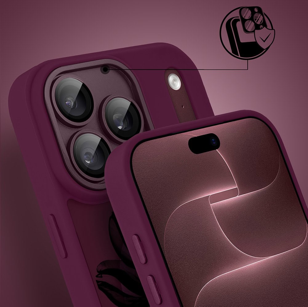 etui do iphone 18 pro max color flush z magsafe, z osłoną aparatu, czarny kwiat, burgundowe (kopia)