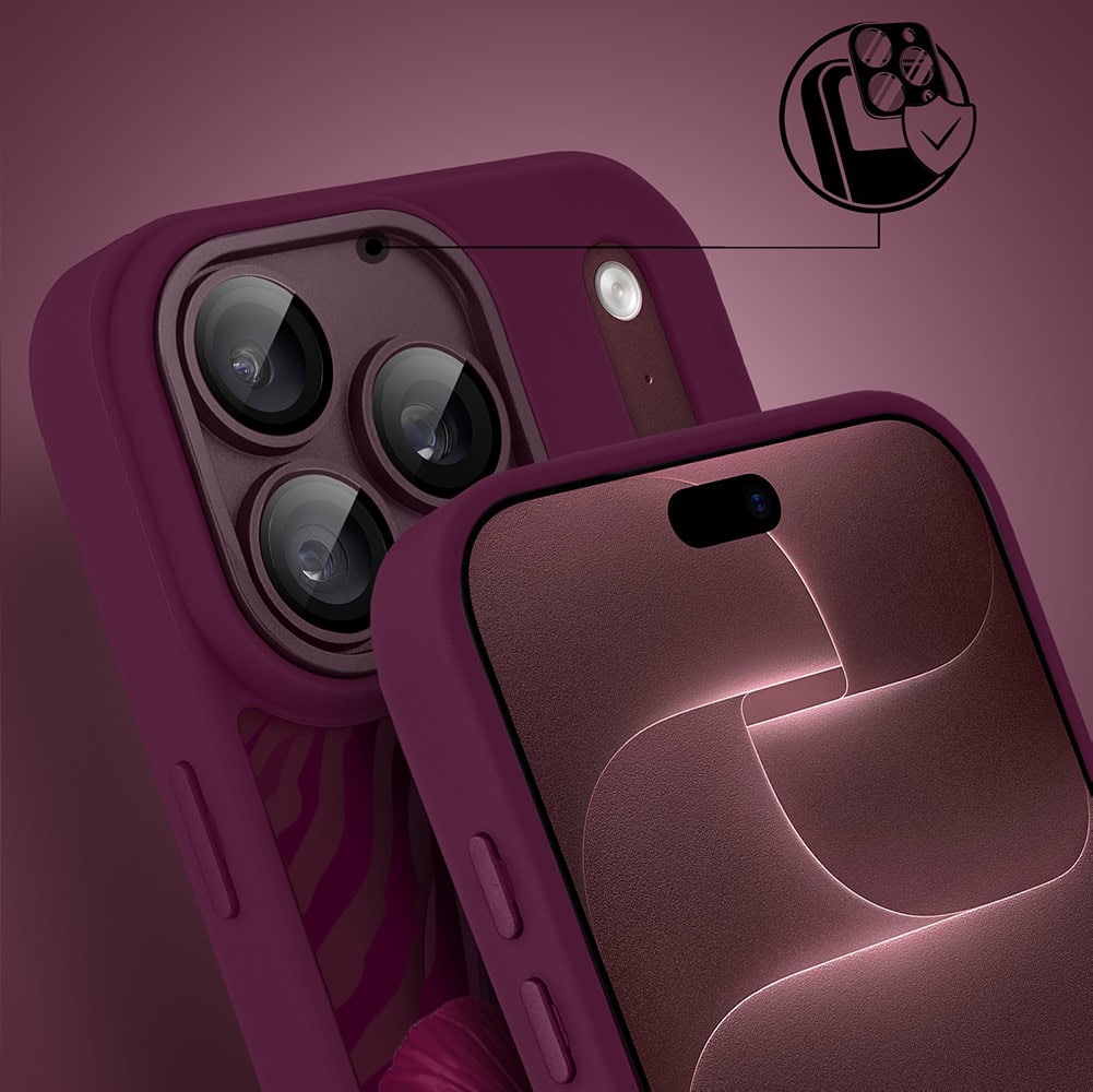 etui do iphone 18 pro max color flush z magsafe, z osłoną aparatu, egzotyczny hibiskus, burgundowe