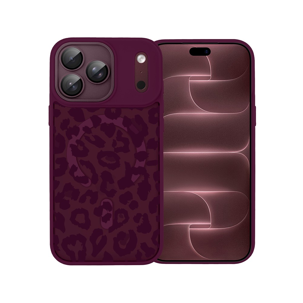 etui do iphone 18 pro max color flush z magsafe, z osłoną aparatu, subtelna panterka, burgundowe