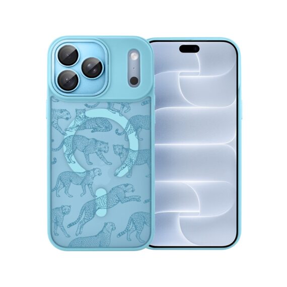 etui do iphone 18 pro max color flush z magsafe, z osłoną aparatu, wesołe gepardy, błękitne