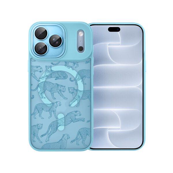 Etui do iPhone 18 Pro Color Flush z MagSafe, z osłoną aparatu, wesołe gepardy, błękitne