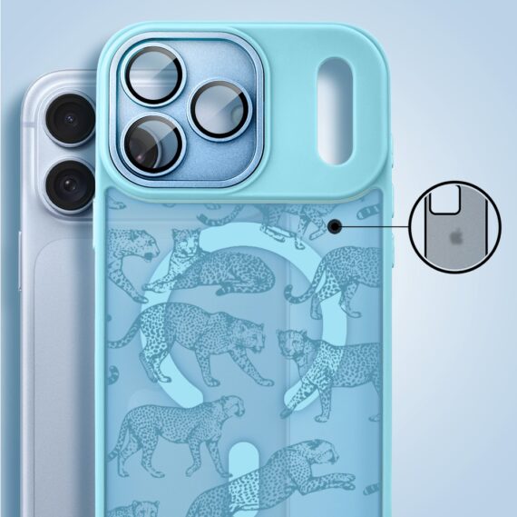etui do iphone 18 pro max color flush z magsafe, z osłoną aparatu, wesołe gepardy, błękitne