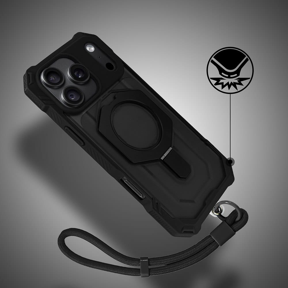 etui do iphone 18 pro max hex armor stand, z magsafe i podstawką, czarne