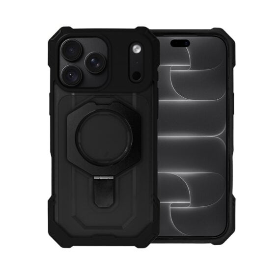 etui do iphone 18 pro max hex armor stand, z magsafe i podstawką, czarne
