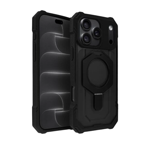 etui do iphone 18 pro max hex armor stand, z magsafe i podstawką, czarne