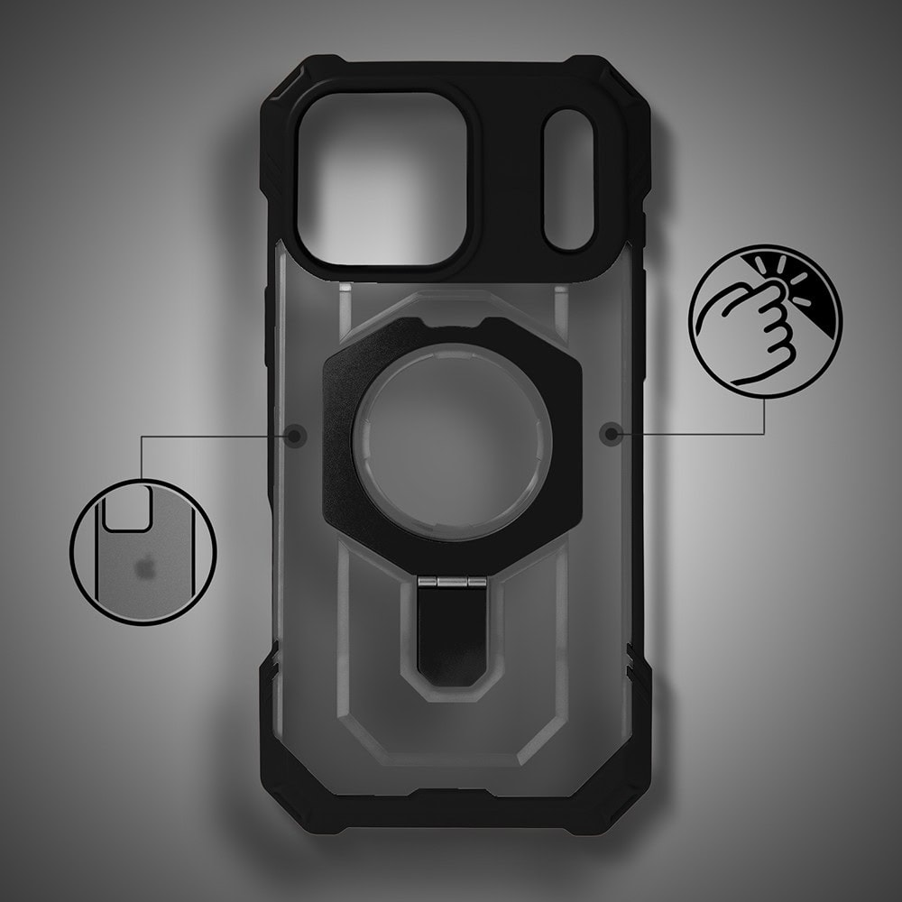 etui do iphone 18 pro max hex armor stand, z magsafe i podstawką, czarne