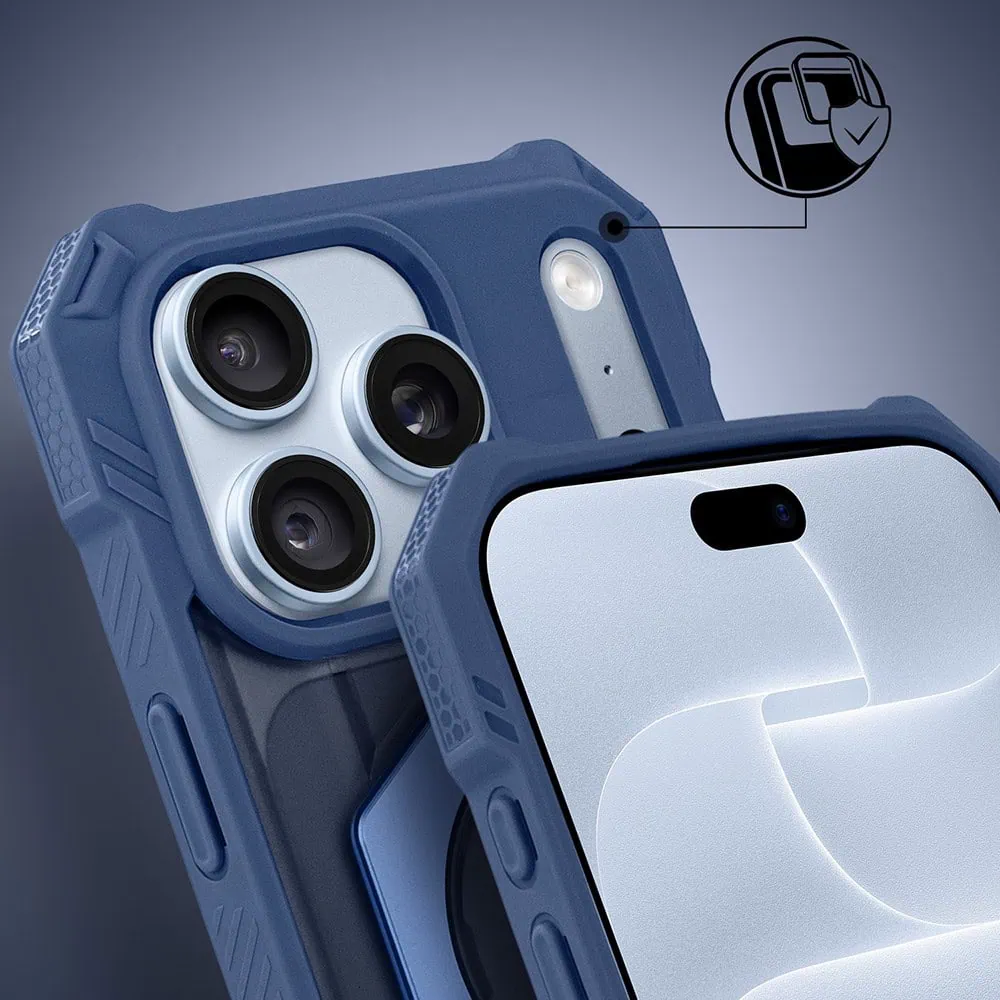 etui do iphone 18 pro max hex armor stand, z magsafe i podstawką, granatowe
