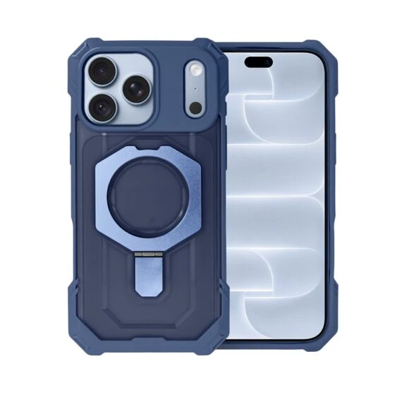 etui do iphone 18 pro max hex armor stand, z magsafe i podstawką, granatowe