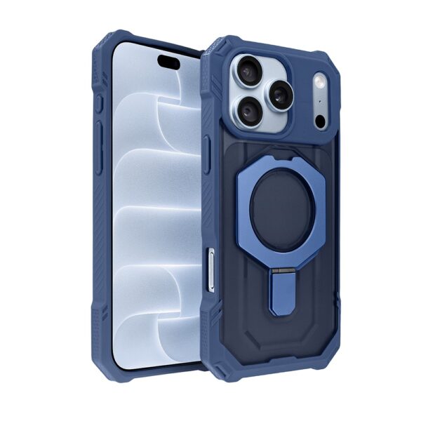 Etui do iPhone 18 Pro Hex Armor Stand, z MagSafe i podstawką, granatowe