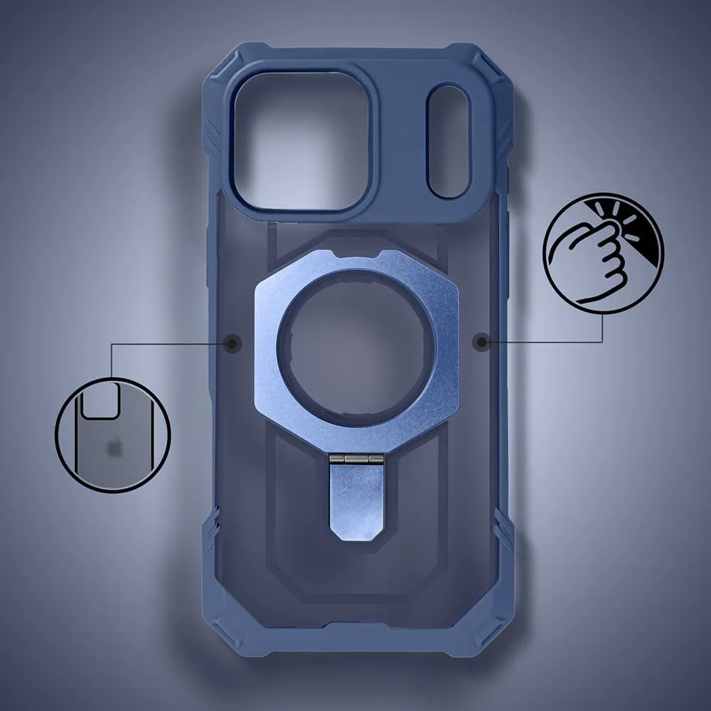 etui do iphone 18 pro max hex armor stand, z magsafe i podstawką, granatowe