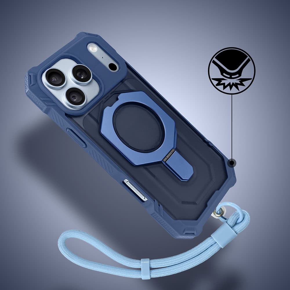 etui do iphone 18 pro max hex armor stand, z magsafe i podstawką, granatowe