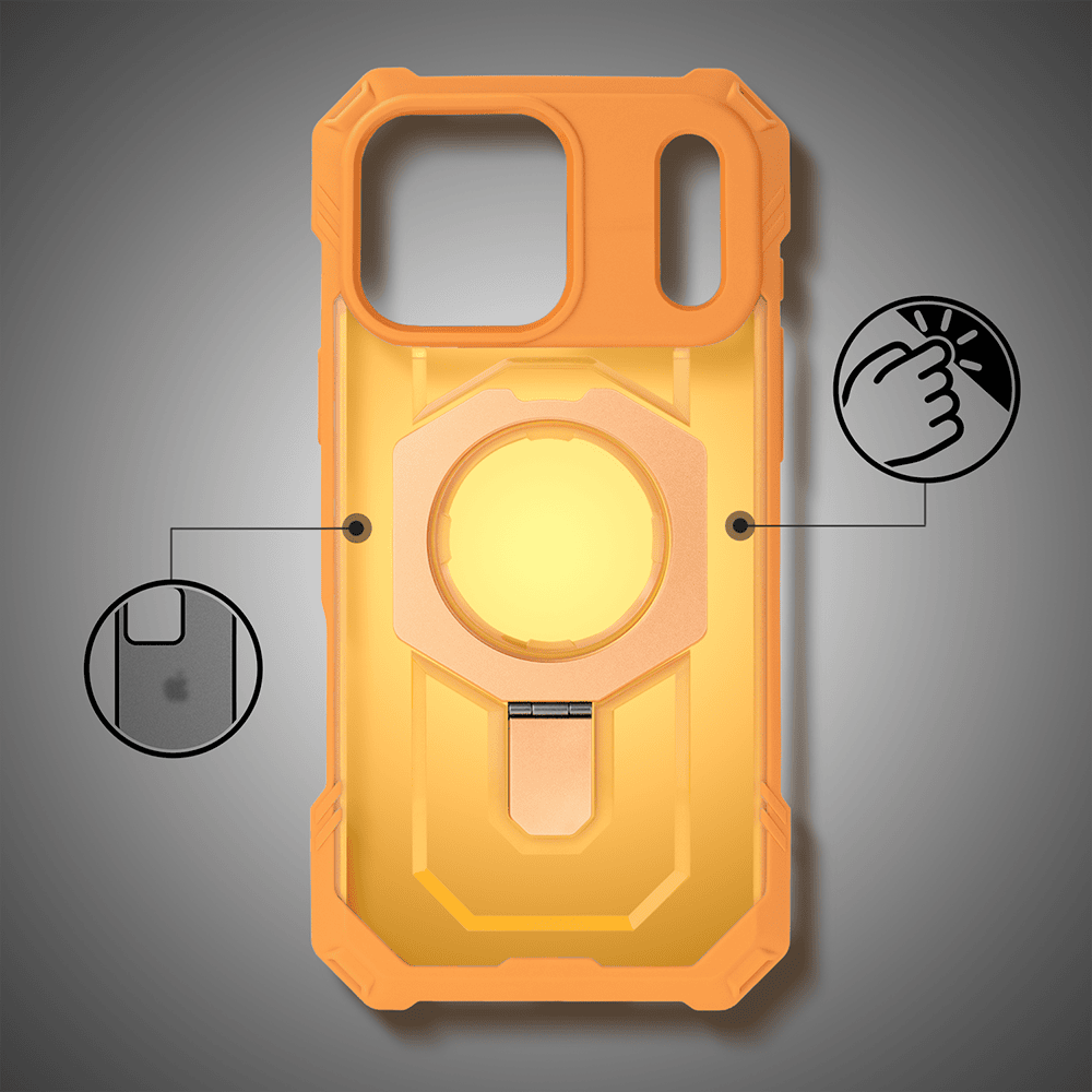 etui do iphone 18 pro max hex armor stand, z magsafe i podstawką, pomarańczowe