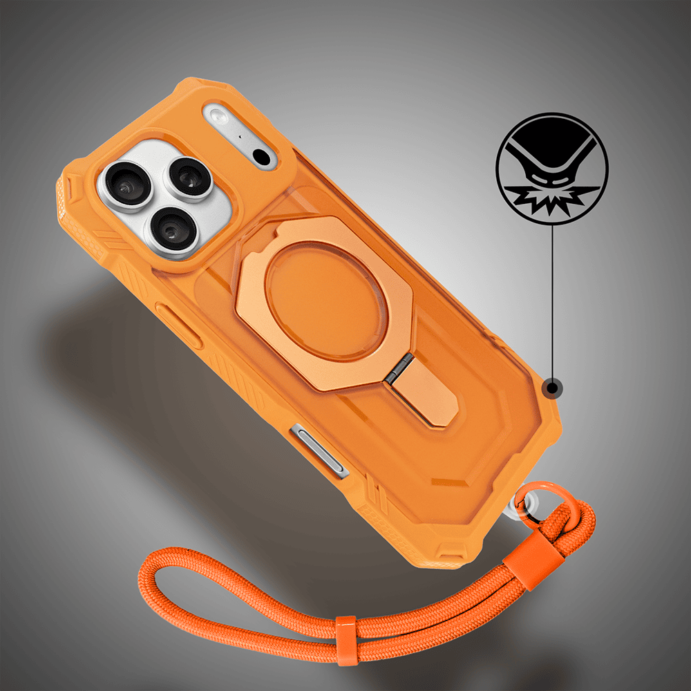 etui do iphone 18 pro max hex armor stand, z magsafe i podstawką, pomarańczowe