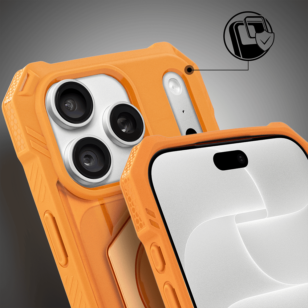 etui do iphone 18 pro max hex armor stand, z magsafe i podstawką, pomarańczowe