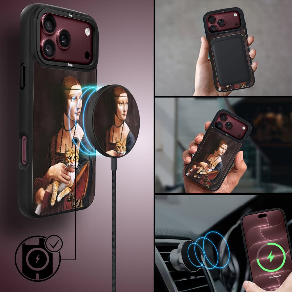 etui do iphone 18 pro max ibizu dropguard matt z magsafe, leonardo da vinci, dama z kotem