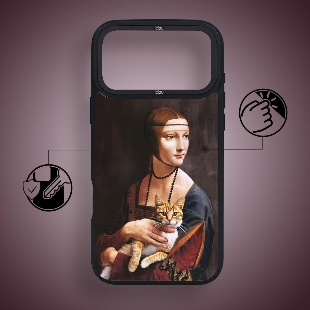 etui do iphone 18 pro max ibizu dropguard matt z magsafe, leonardo da vinci, dama z kotem
