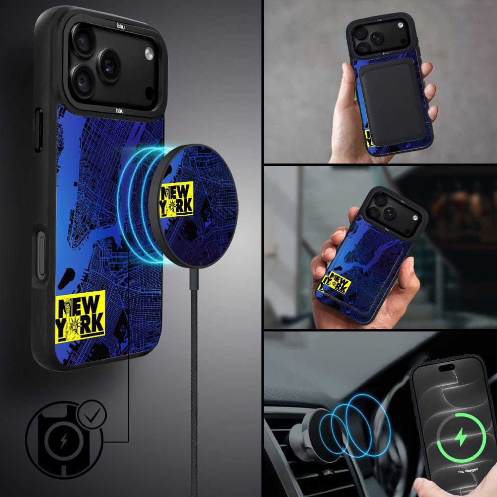 etui do iphone 18 pro max ibizu dropguard matt z magsafe, mapy Świata, new york