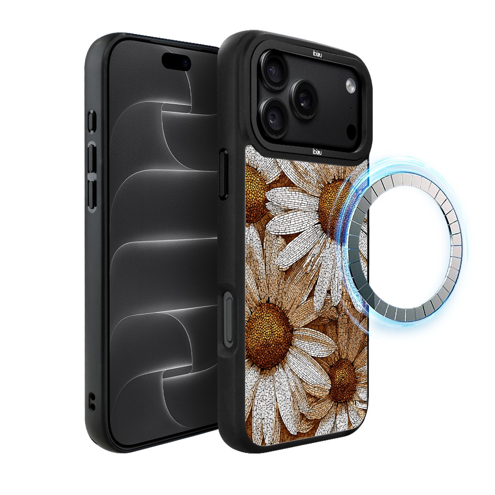 etui do iphone 18 pro max ibizu dropguard matt z magsafe, modern classics, mozaika rumianków