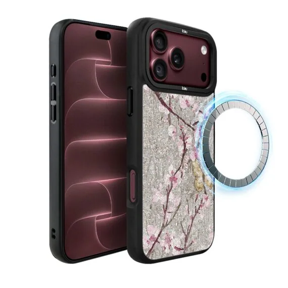 etui do iphone 18 pro max ibizu dropguard matt z magsafe, modern classics, mozaika kwitnącej wiśni