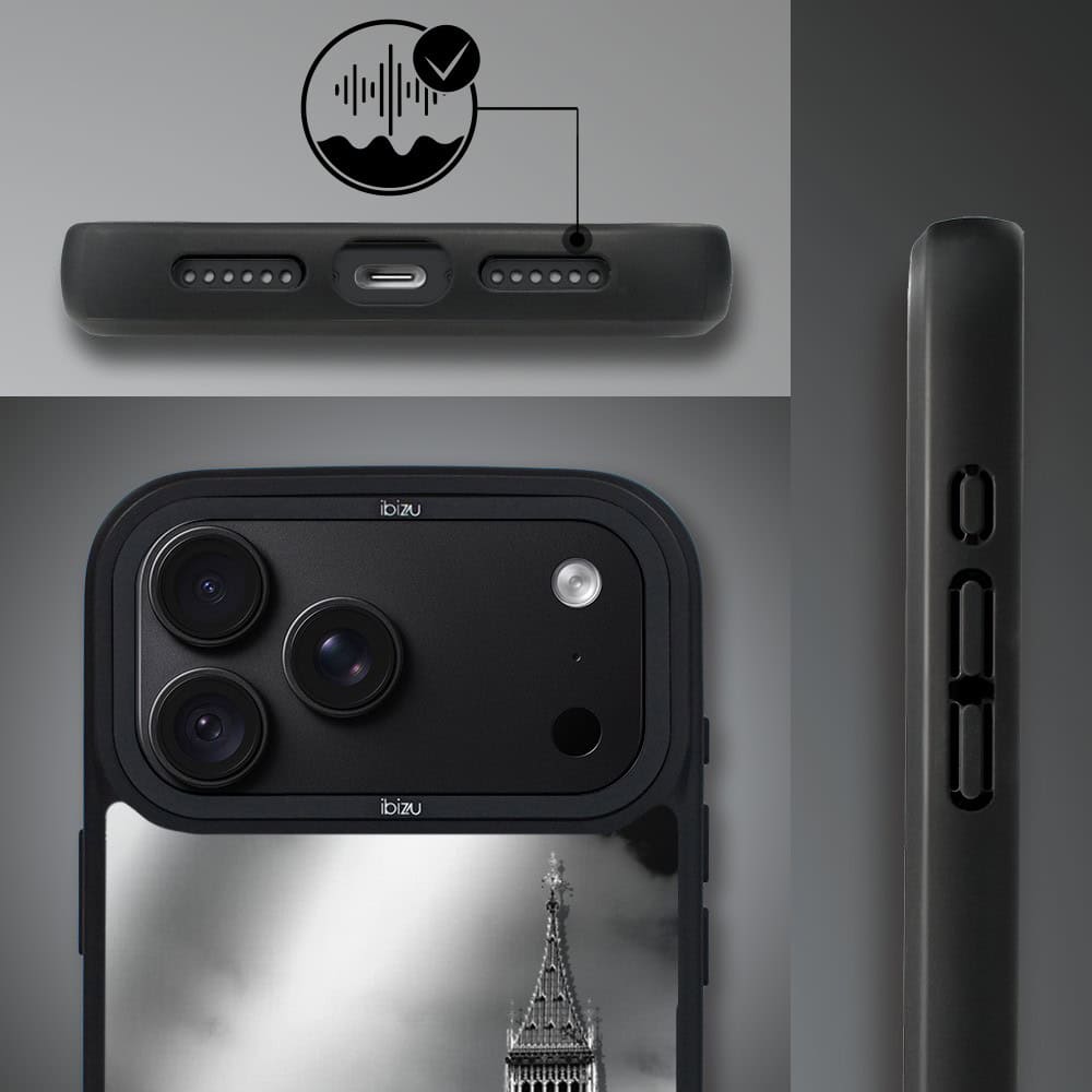 etui do iphone 18 pro max ibizu dropguard matt z magsafe, noir city, big ben