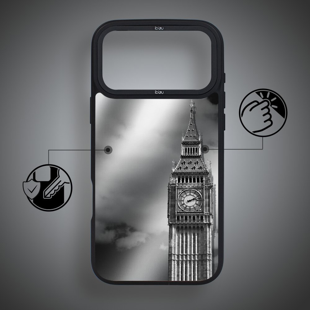etui do iphone 18 pro max ibizu dropguard matt z magsafe, noir city, big ben