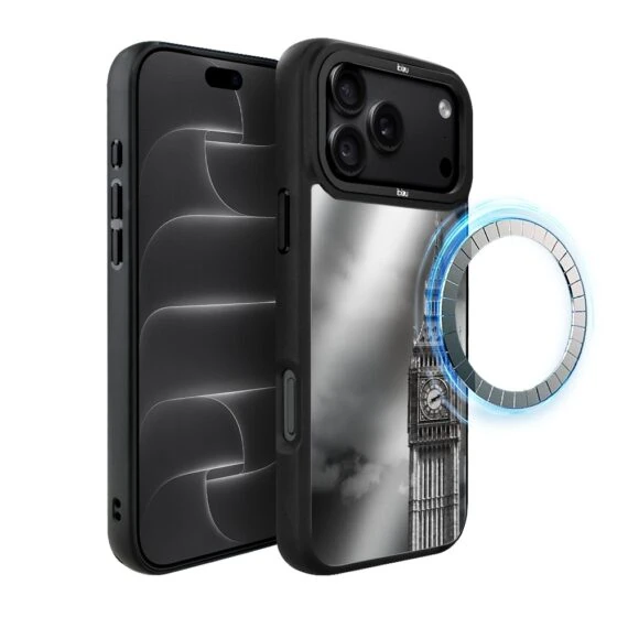 etui do iphone 18 pro max ibizu dropguard matt z magsafe, noir city, big ben