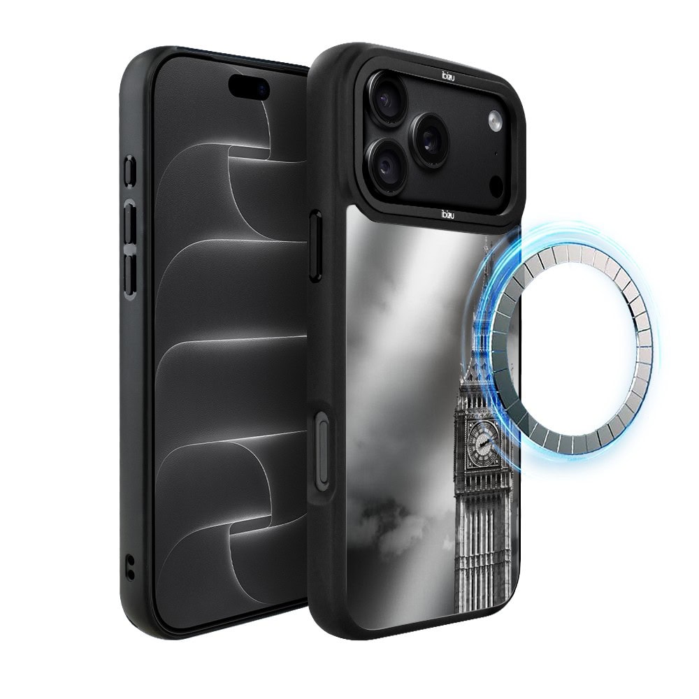 etui do iphone 18 pro max ibizu dropguard matt z magsafe, noir city, big ben